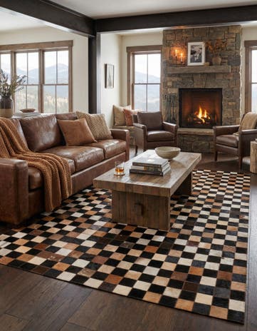 5' x 8' Cowhide Leather Rug