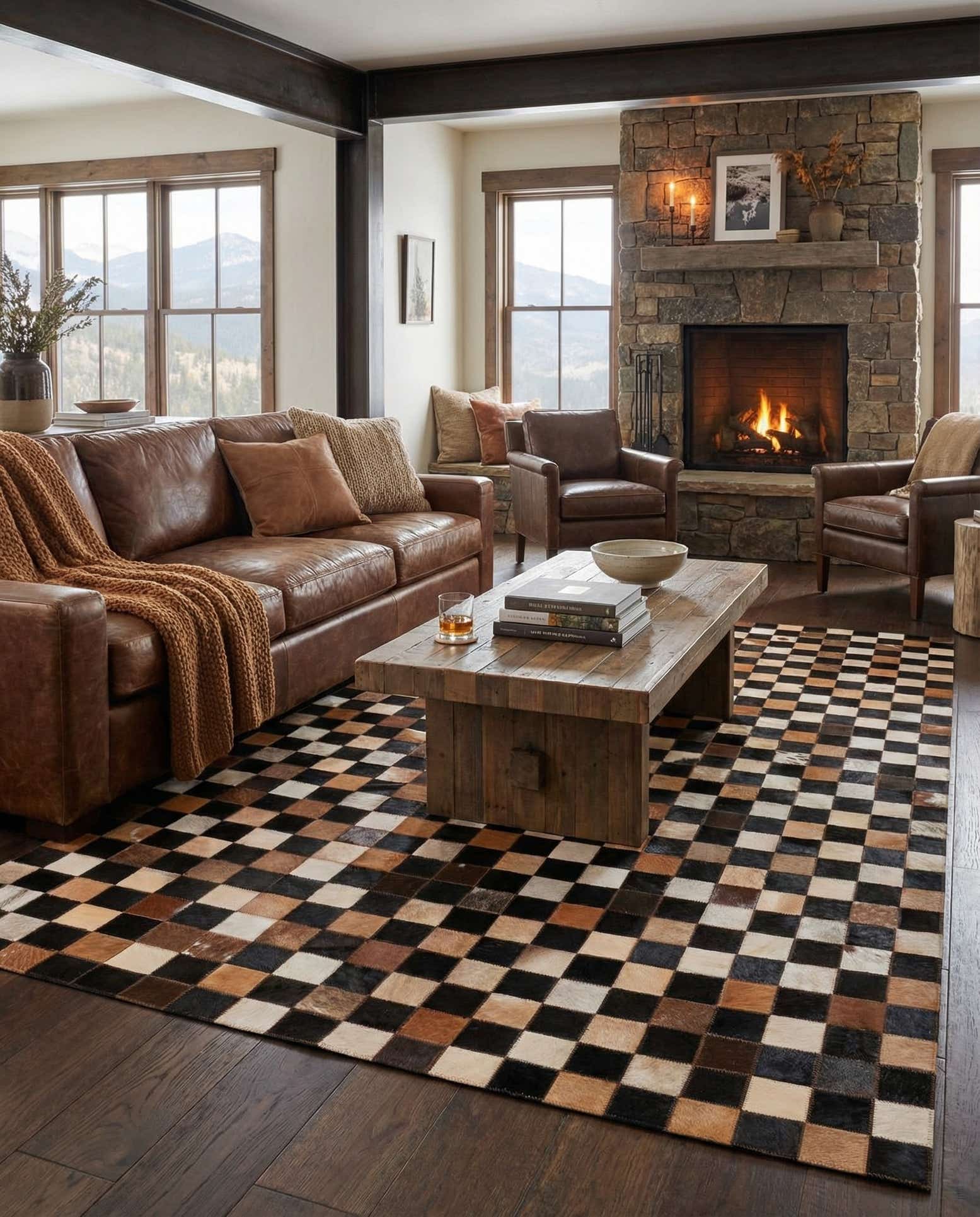 5' x 8' Cowhide Leather Rug