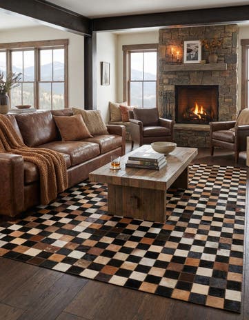 5' x 8' Cowhide Leather Rug