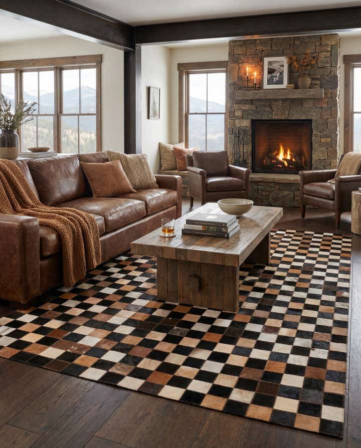 5' x 8' Cowhide Leather Rug