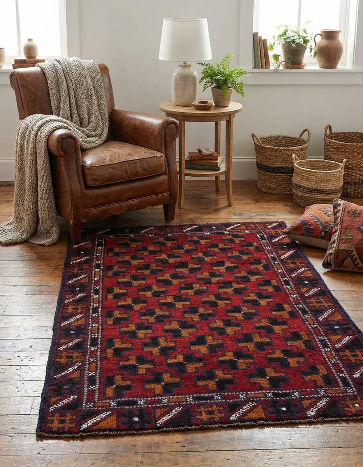 Detail image of 2' 10 x 4' 7  Hand Knotted Balouch Persian Wool Rug