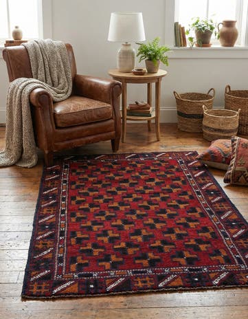2' 10 x 4' 7 Hand Knotted Balouch Persian Wool Rug