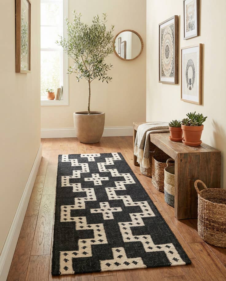 Detail image of 2' x 6' 1 Hand Woven Kilim Wool Runner Rug