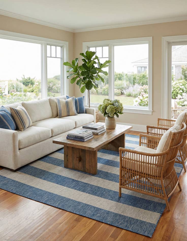 Detail image of  13' x 13'  Washable Ribbon Indoor / Outdoor Square Rug