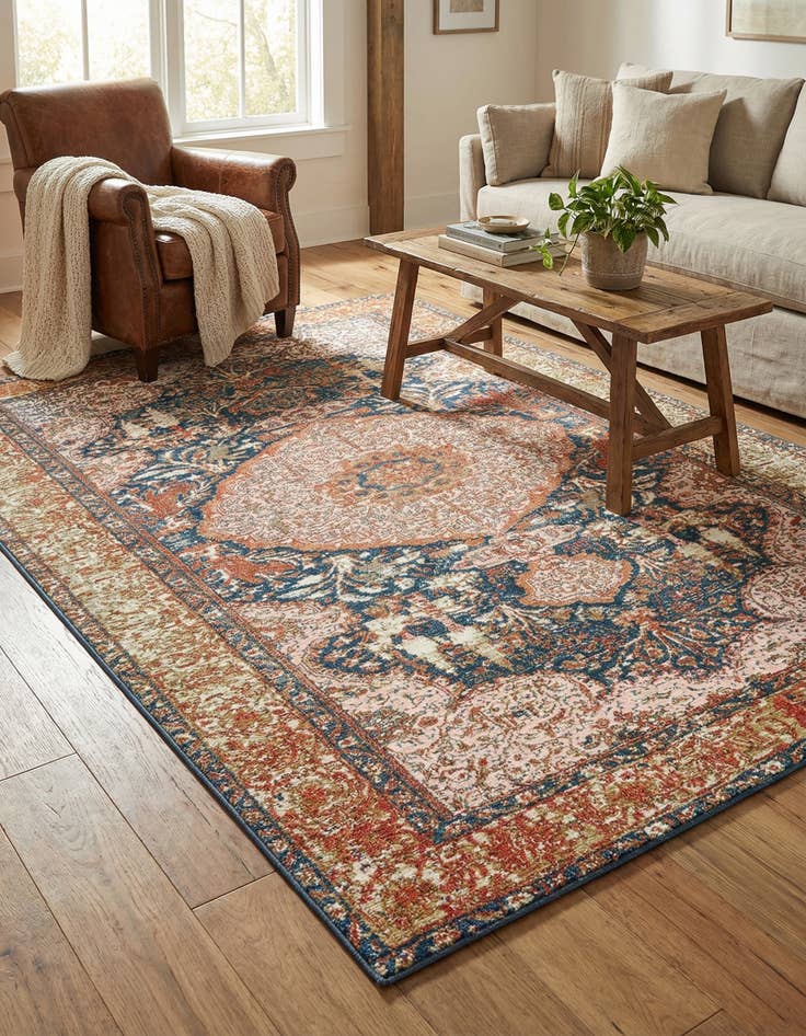 Detail image of  5' 3 x 8'  Washable Traditional Indoor / Outdoor Rug