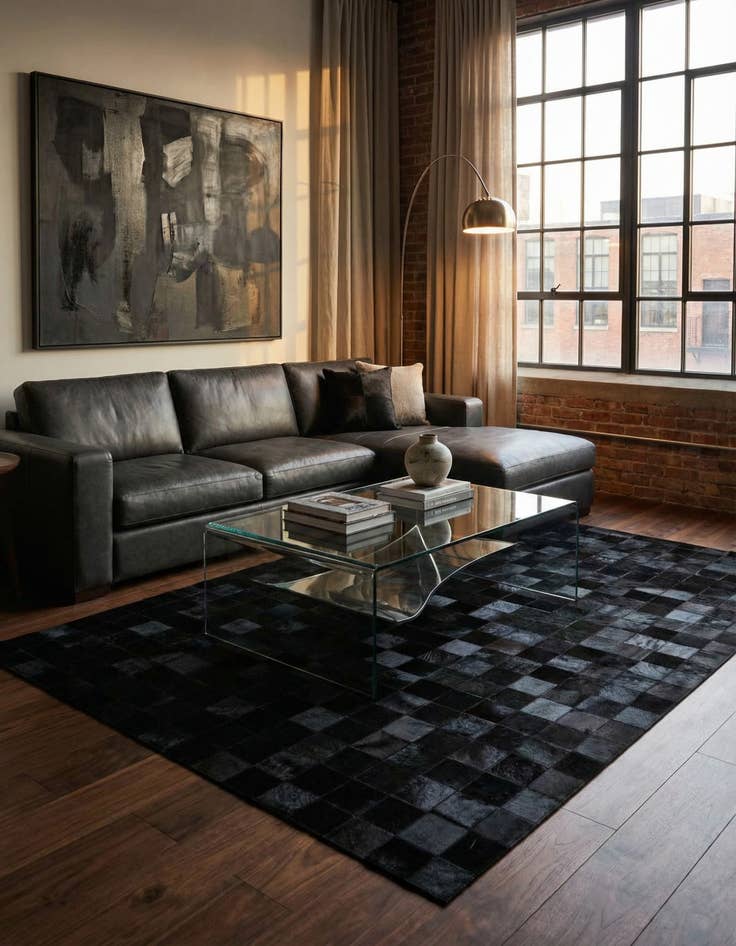 Detail image of 5' 3 x 8' 2 Cowhide - Patchwork Rug