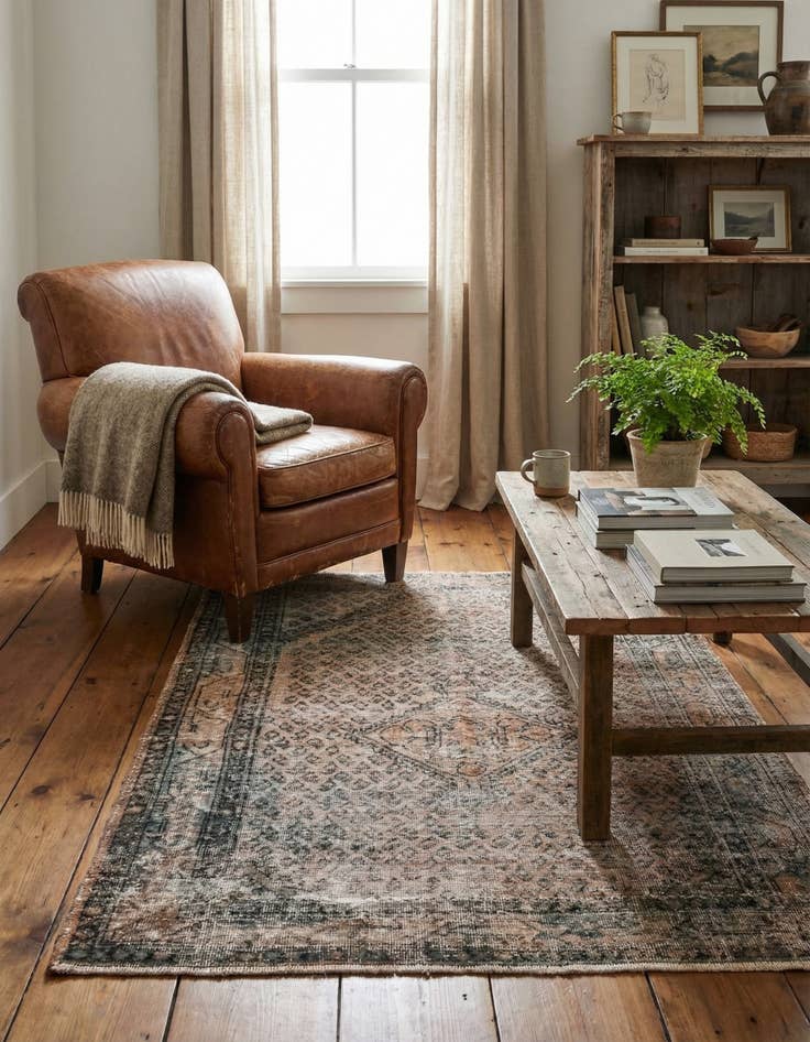 Detail image of 4' 4 x 6' 2  Hand Knotted Ultra Vintage Persian Wool Rug