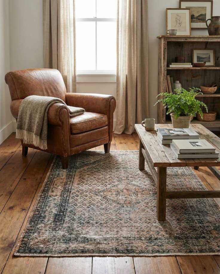 Detail image of 4' 4 x 6' 2 Hand Knotted Ultra Vintage Persian Wool Rug