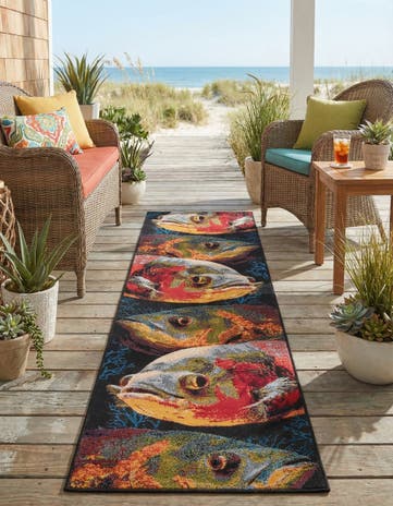 Easy-Clean Coastal Indoor / Outdoor Runner Rug
