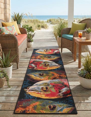 Easy-Clean Coastal Indoor / Outdoor Runner Rug