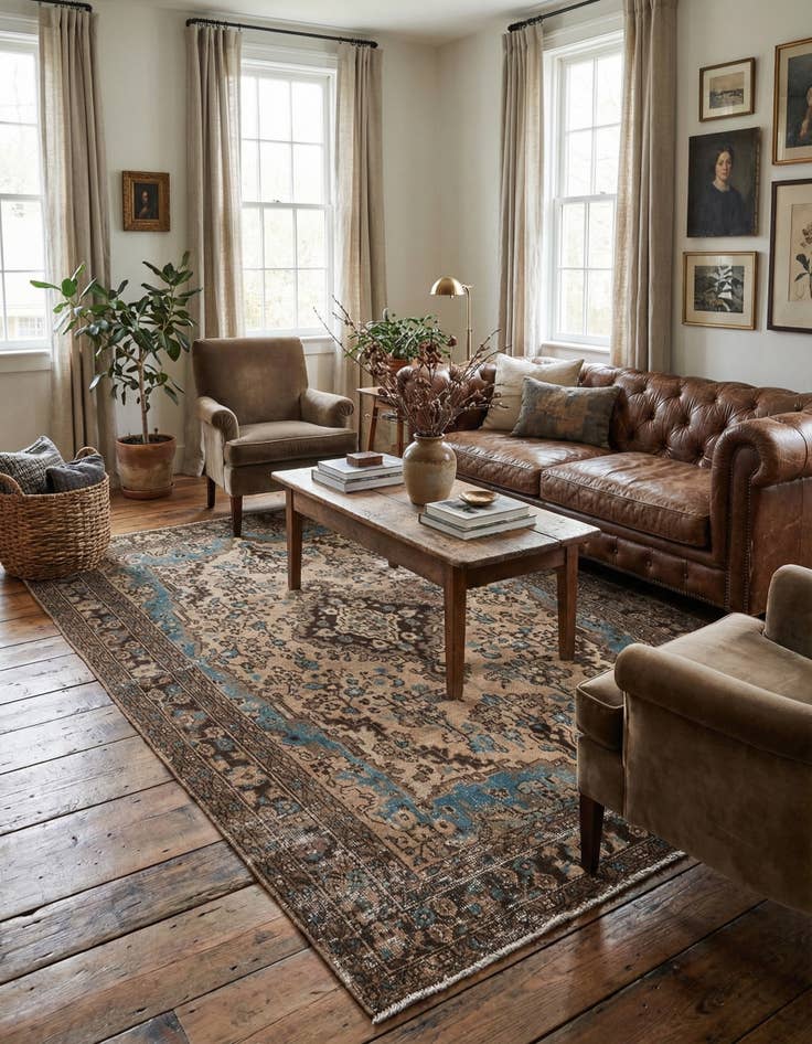 Detail image of 6' 8 x 9' 10  Hand Knotted Ultra Vintage Persian Wool Rug