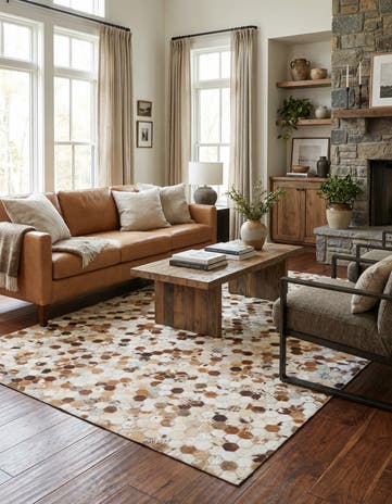 5' 1 x 8' 2 Cowhide Leather Rug