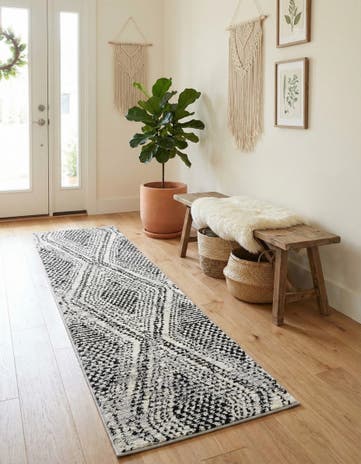 Black and White Tagine Runner Rug