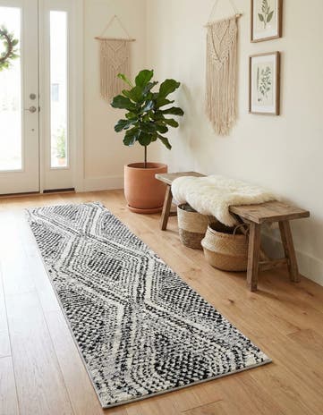 Black and White Tagine Runner Rug