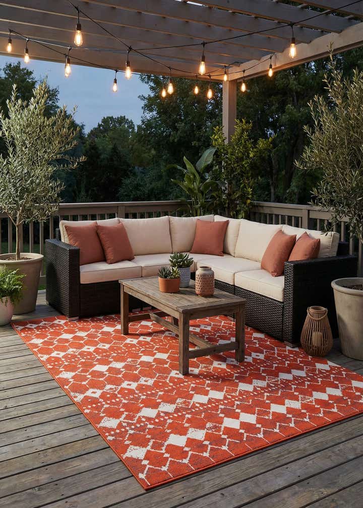 7' 10 x 10' Easy-Clean Trellis Indoor / Outdoor Rug