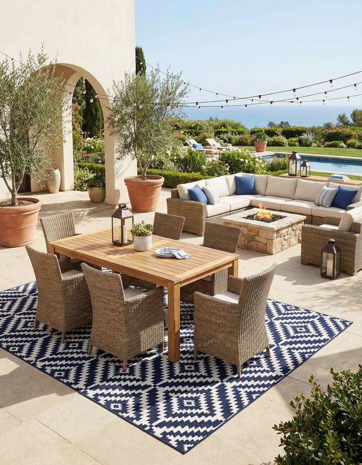 Detail image of 9' x 12' Easy-Clean Sabrina Soto Indoor / Outdoor Rug