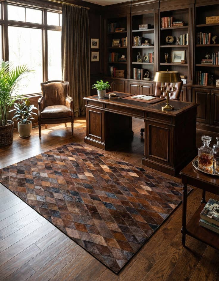 Detail image of 4' 8 x 6' 7 Cowhide Stocks Rug