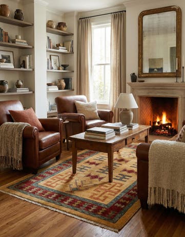 3' 5 x 5' 1 Hand Knotted Ziegler Wool Rug