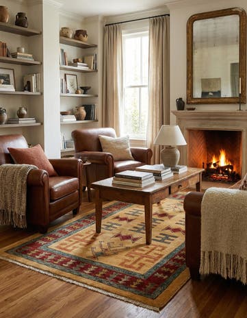 3' 5 x 5' 1 Hand Knotted Ziegler Wool Rug