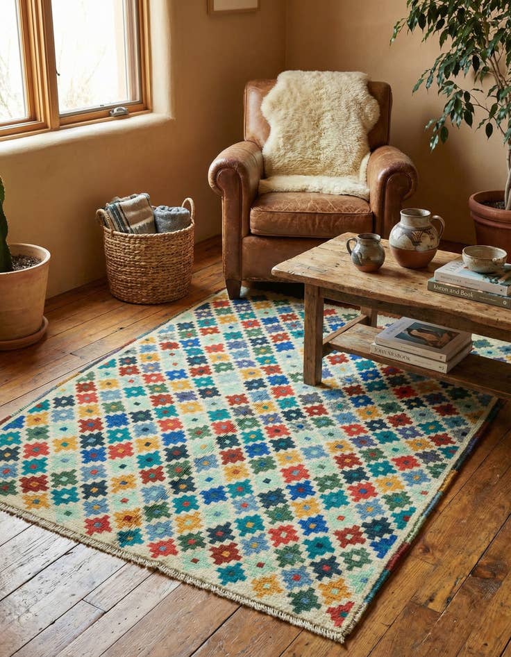 Detail image of 3' 5 x 5' Hand Knotted Balouch Rug