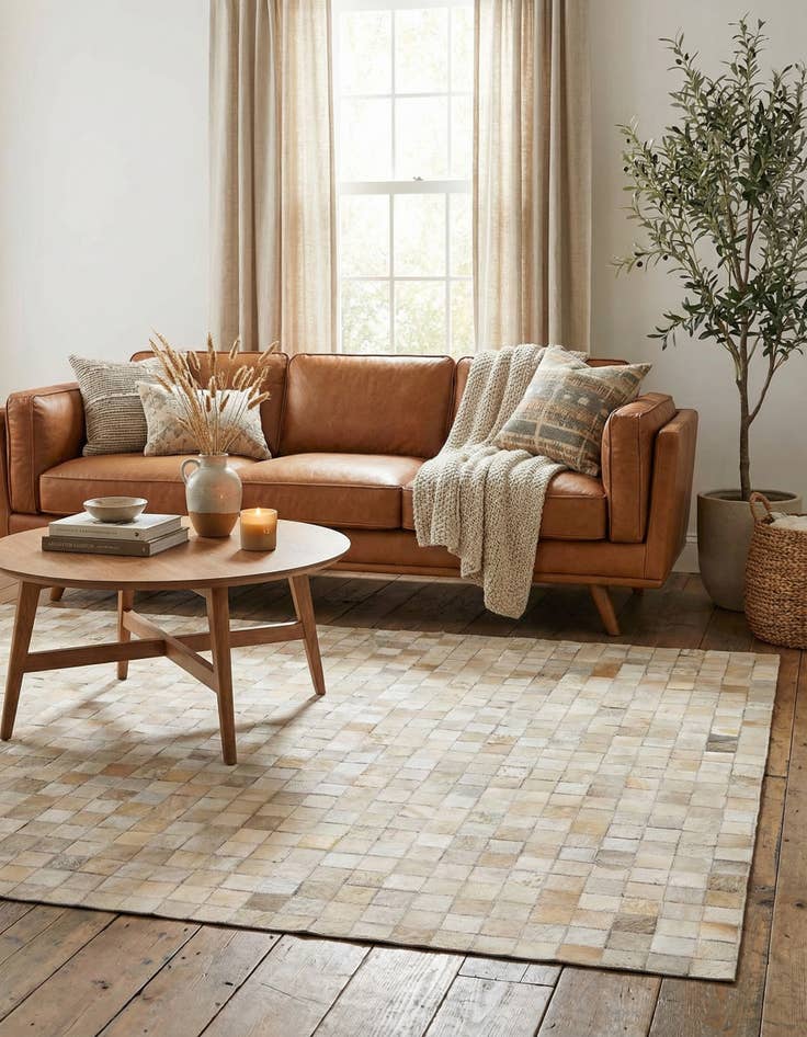 Detail image of 4' 1 x 5' 8 Cowhide Stocks Rug