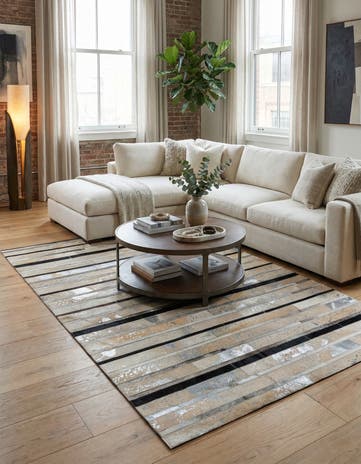 5' 2 x 8' Cowhide Leather Rug