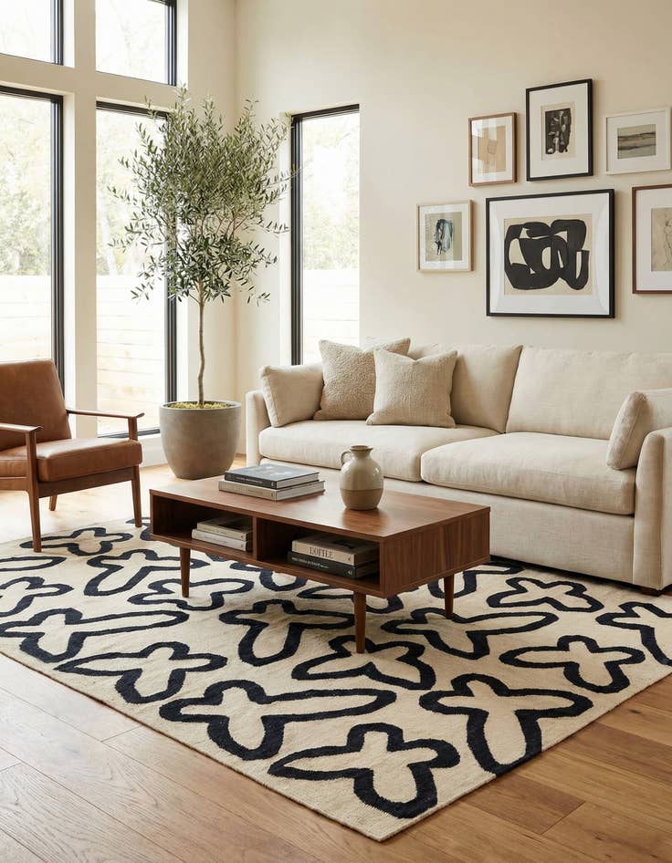 Detail image of 6' x 8'  Hand Woven Kilim Modern Wool Rug