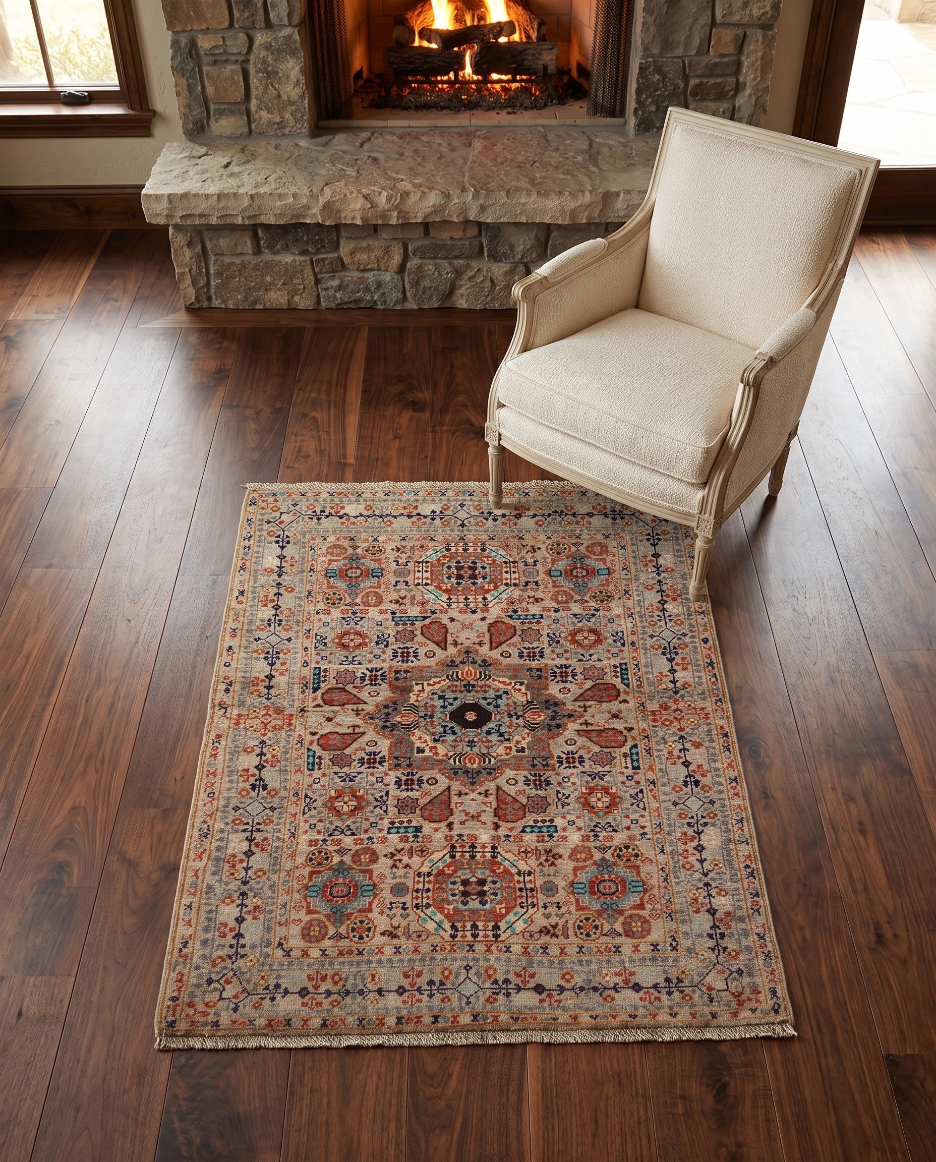 3' 7 x 4' 11 Hand Knotted Mamluk Ziegler Rug