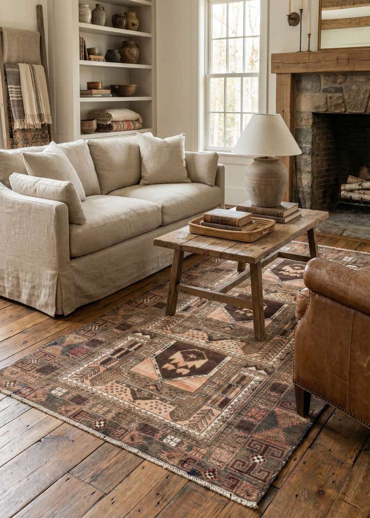 3' 5 x 6' 8 Hand Knotted Ultra Vintage Persian Wool Rug