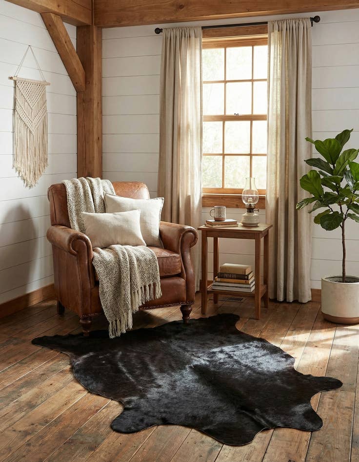 Detail image of 2' 1 x 2' 10 Cowhide Leather Rug