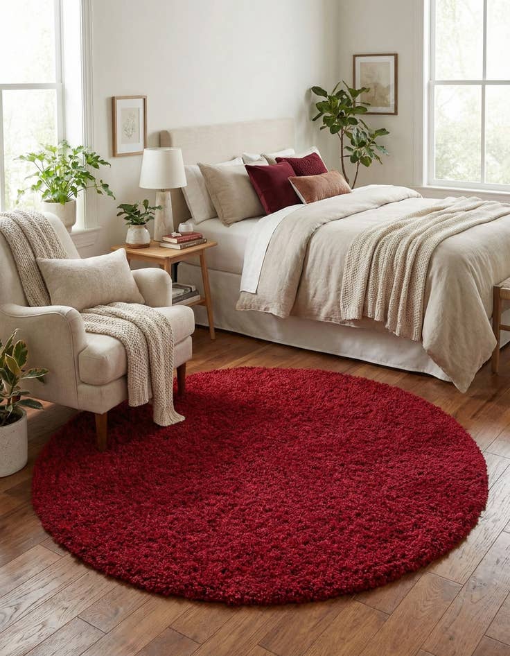 Detail image of  7' 10 x 7' 10 Solid Shag Round Rug