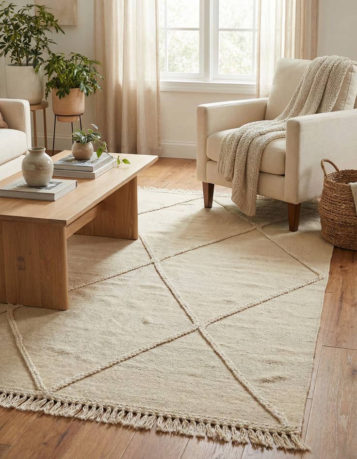 Detail image of  4' 1 x 5' 11  Hand Knotted Moroccan Wool Rug