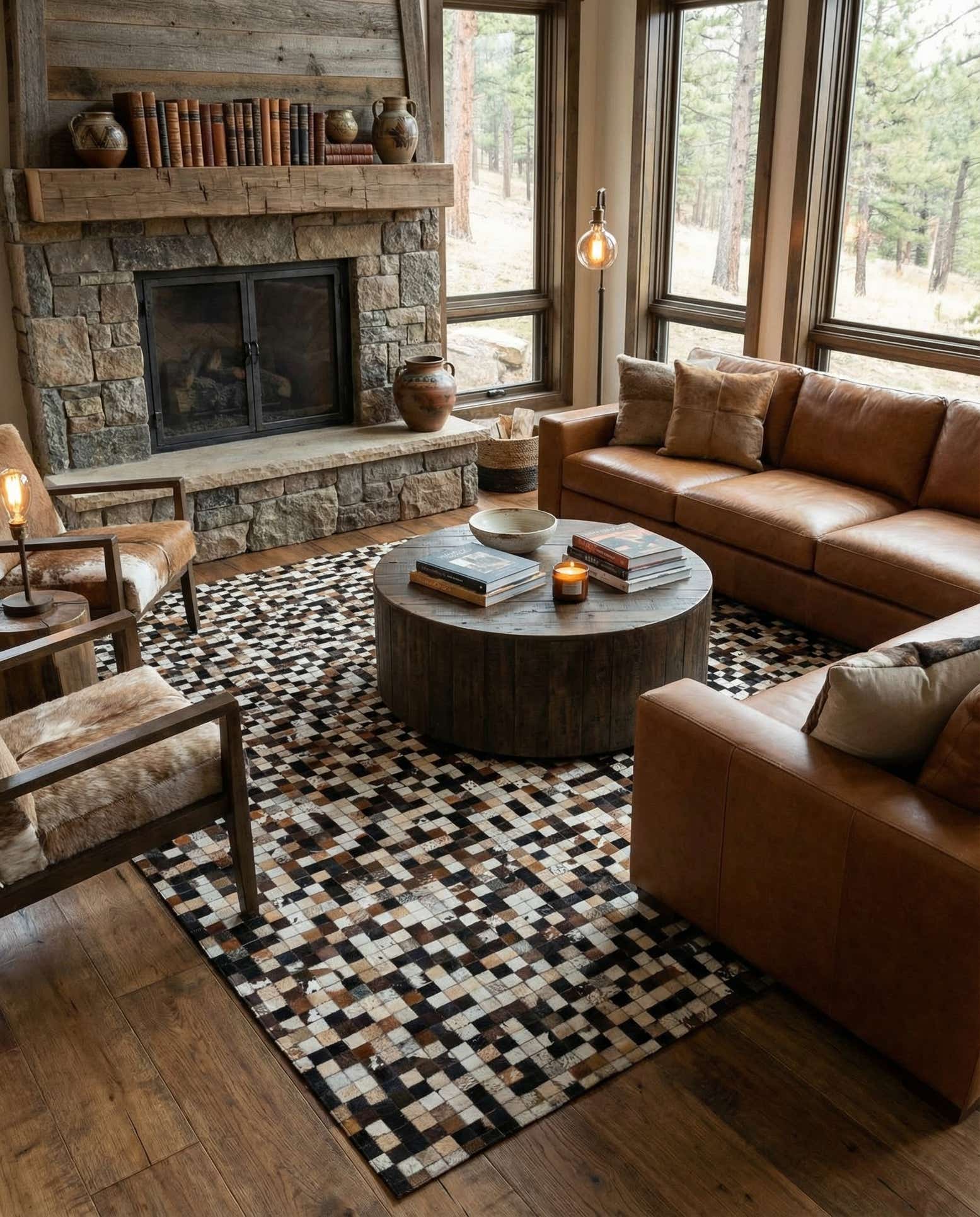 8' 1 x 9' 10 Cowhide Leather Rug