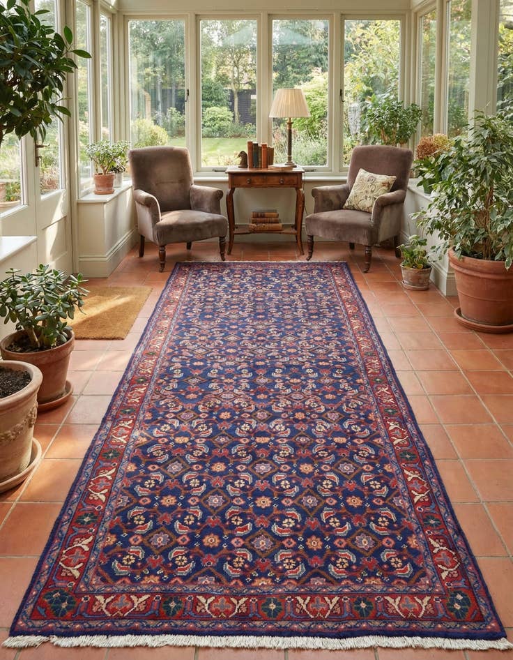 Detail image of 3' 6 x 10'  Hand Knotted Malayer Persian Wool Runner Rug