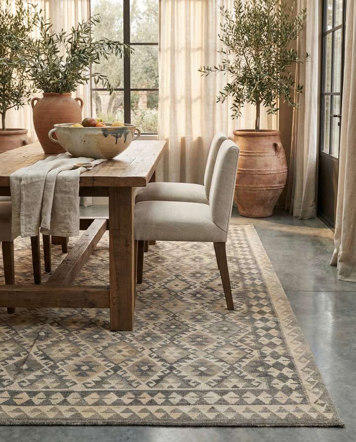 6' 10 x 9' 9 Hand Woven Kilim Maymana Wool Rug