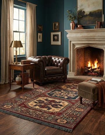 4' 1 x 6' 8 Hand Knotted Kazak Wool Rug