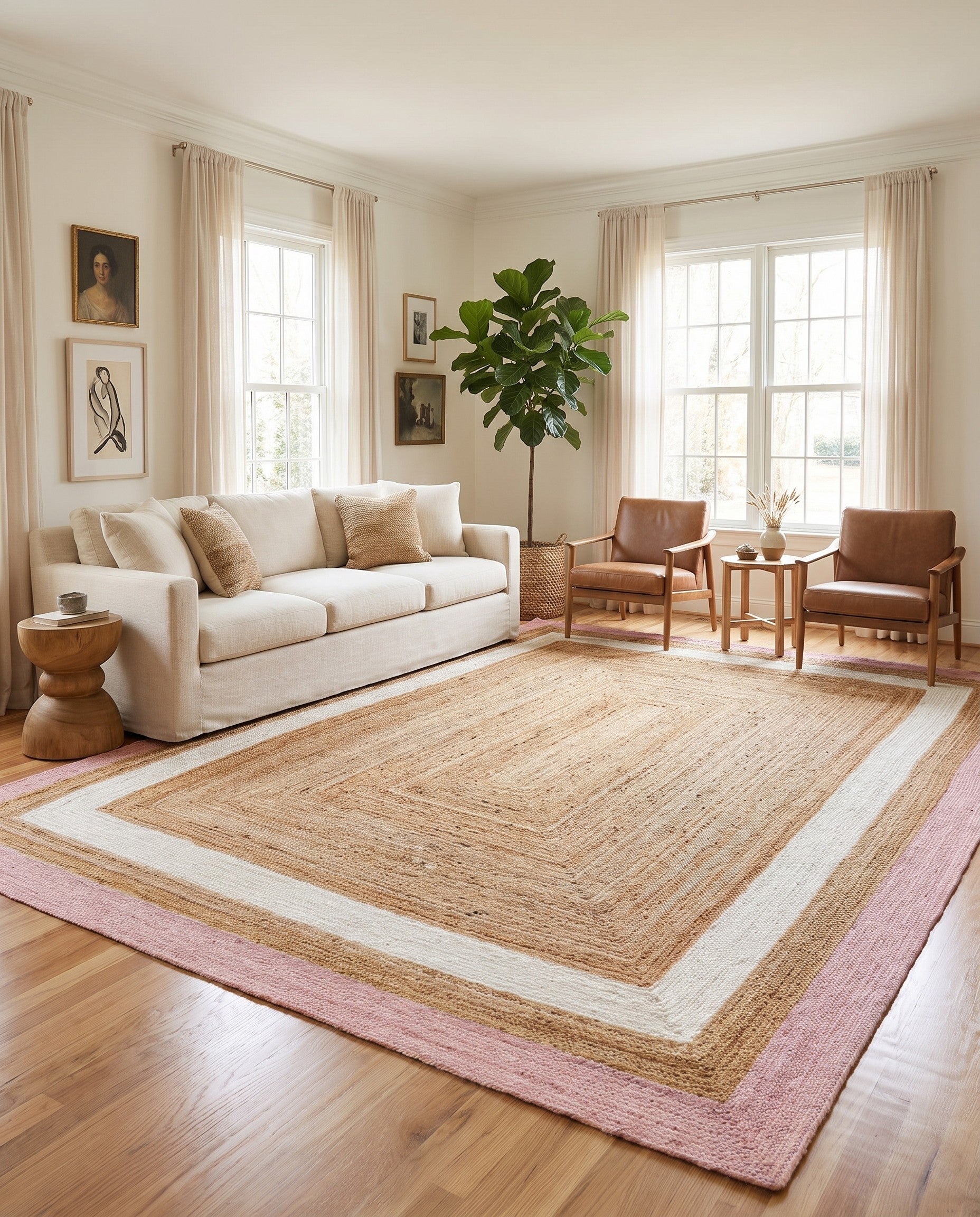 10' x 14' 1 Handmade Braided Jute Rug