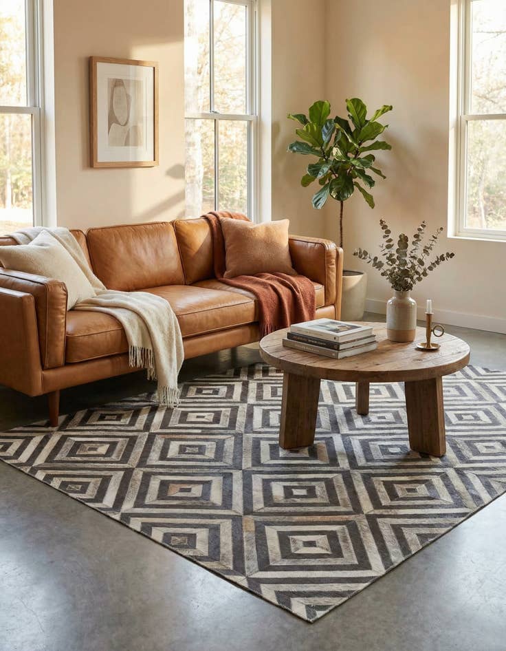 Detail image of 3' 10 x 5' 5 Cowhide Leather Rug