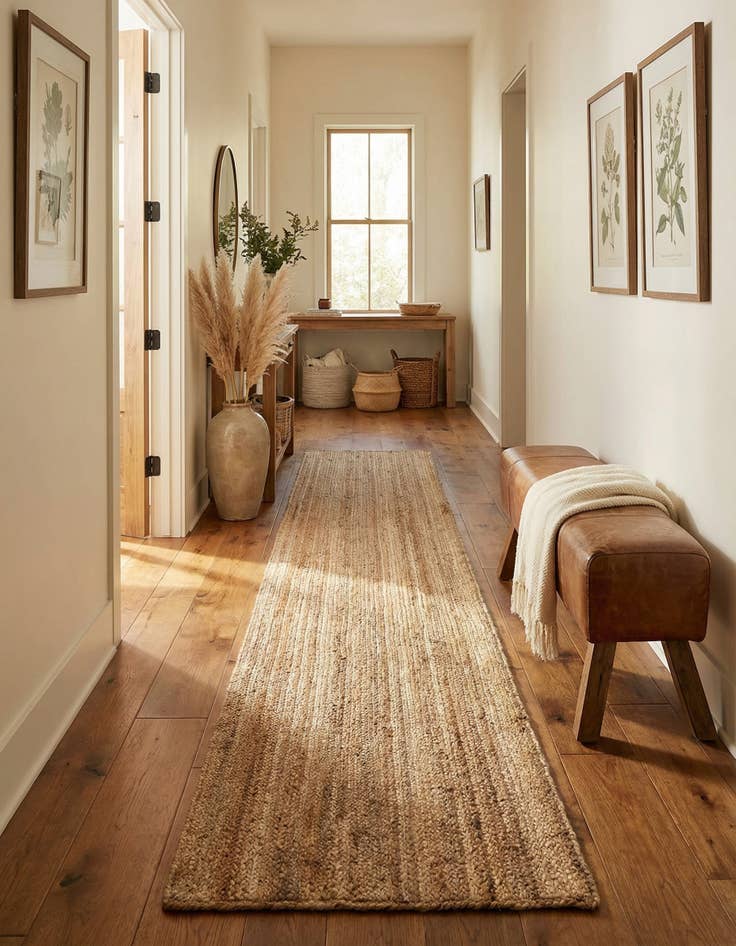 Detail image of  2' 7 x 16' 5  Hand Braided Jute Runner Rug