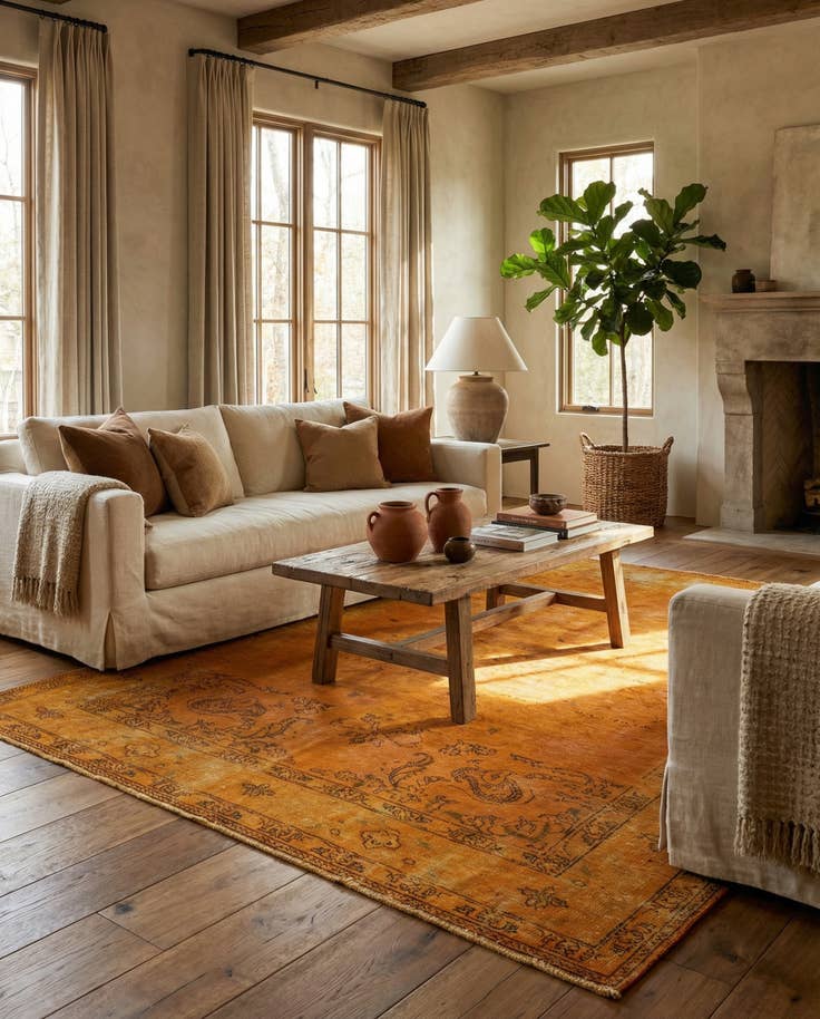 Detail image of 6' 4 x 9' Hand Knotted Ultra Vintage Persian Wool Rug