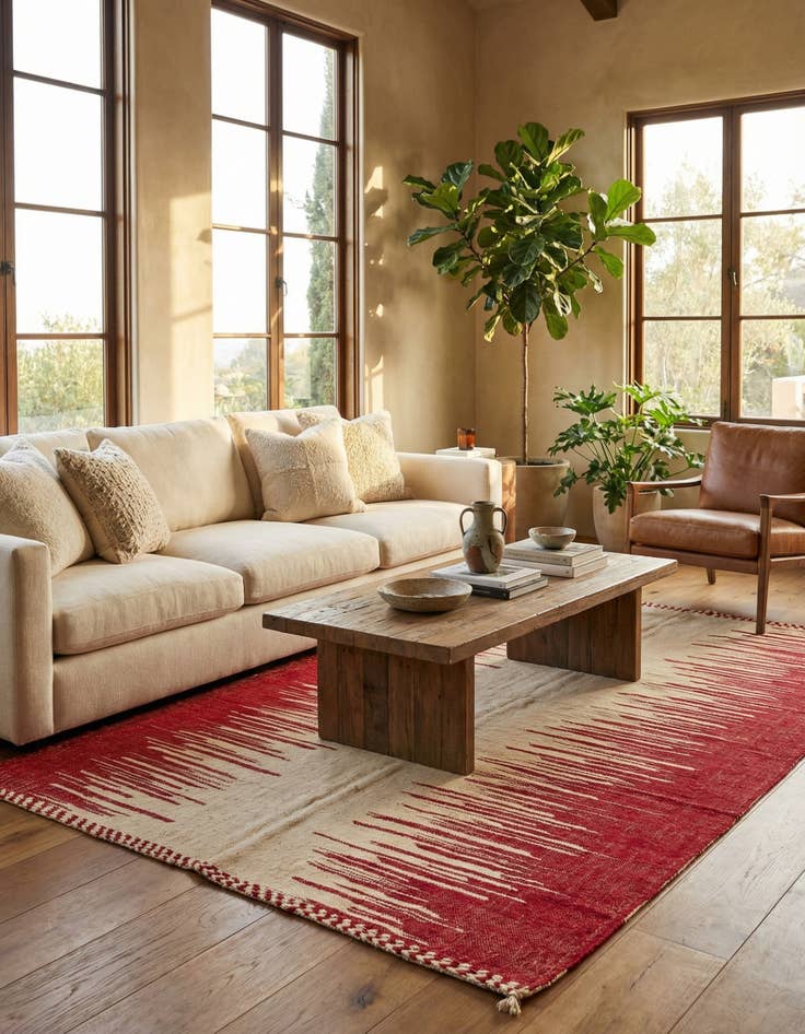 Detail image of  6' 6 x 10'  Hand Knotted Moroccan Wool Rug