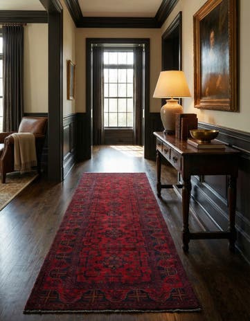 2' 9 x 9' 4 Hand Knotted Khal Mohammadi Wool Runner Rug
