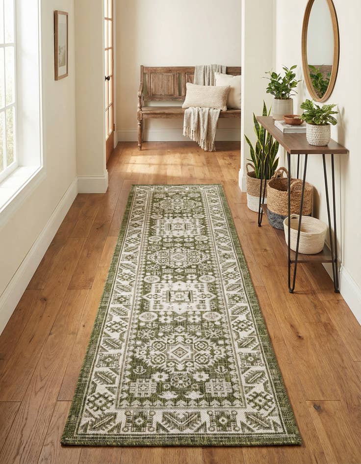 Detail image of 2' x 8'  Washable Aztec Indoor / Outdoor Runner Rug