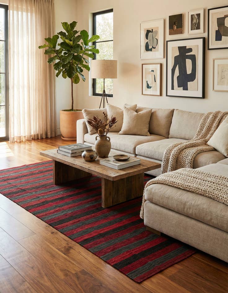 Detail image of 5' 5 x 9' 7  Hand Woven Kilim Modern Wool Rug