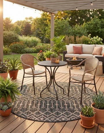 4' x 4' Easy-Clean Lattice Indoor / Outdoor Round Rug