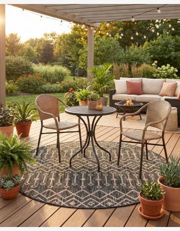 4' x 4' Easy-Clean Lattice Indoor / Outdoor Round Rug