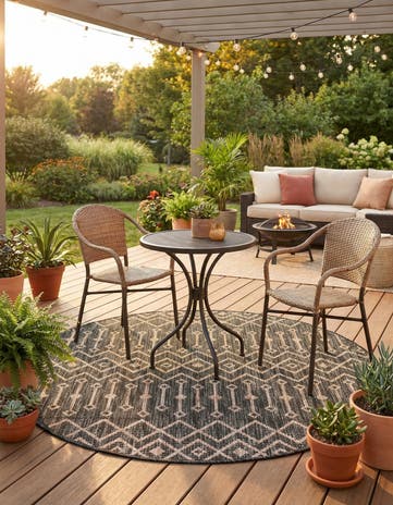 4' x 4' Easy-Clean Lattice Indoor / Outdoor Round Rug