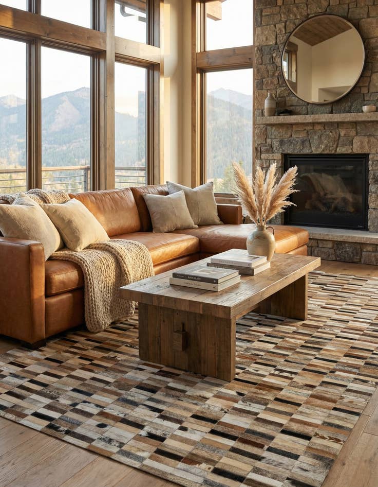 Detail image of  5' x 7' 11 Cowhide - Patchwork Rug