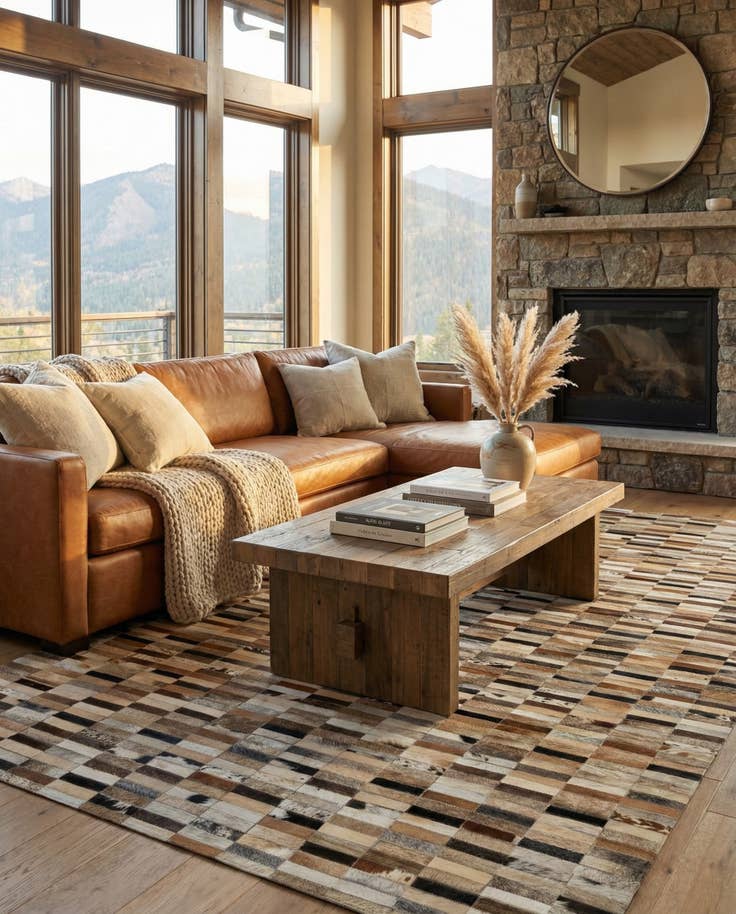 Detail image of 5' x 7' 11 Cowhide - Patchwork Rug