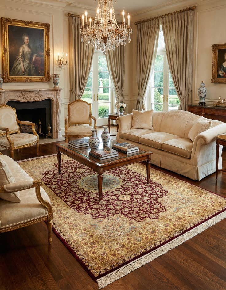 Detail image of 5' 2 x 7' 9 Ghom Silk Rug